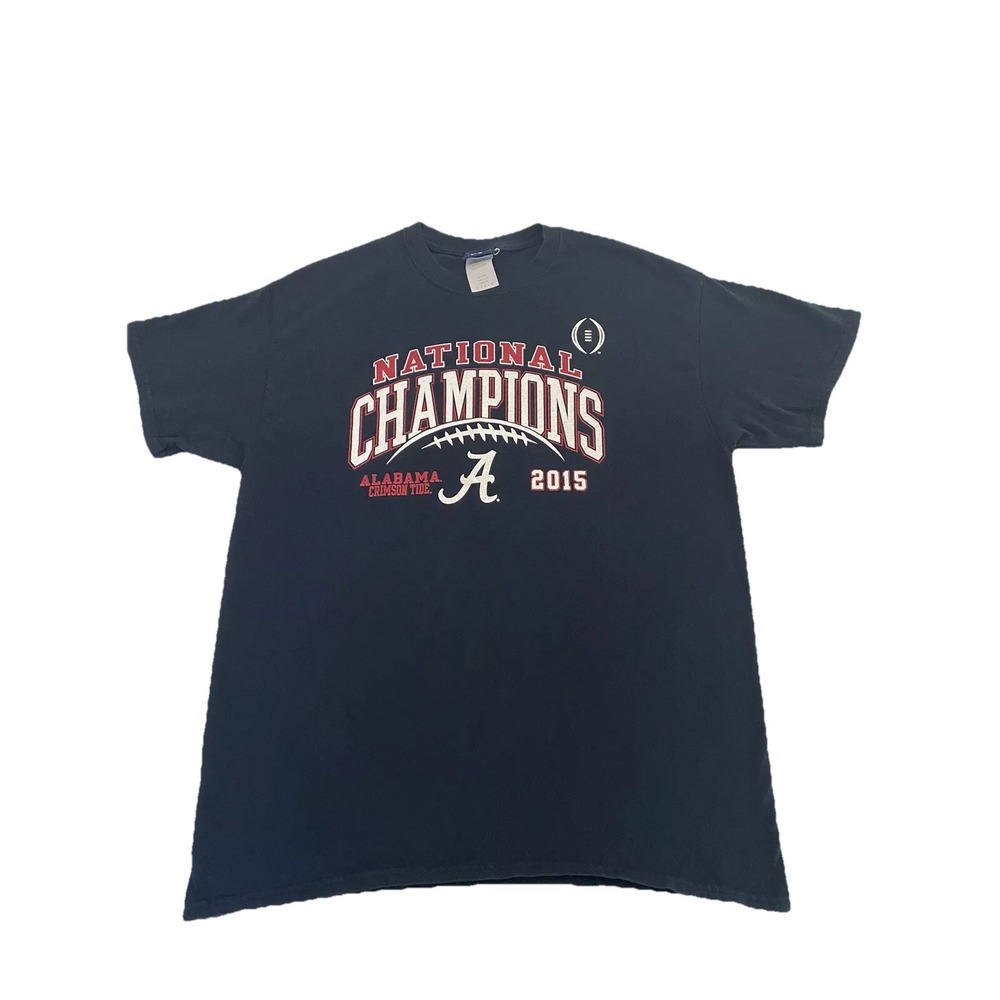 2015 Alabama National Champions Short Sleeve Tshirt SZ LG Black Roll Tide NCAA